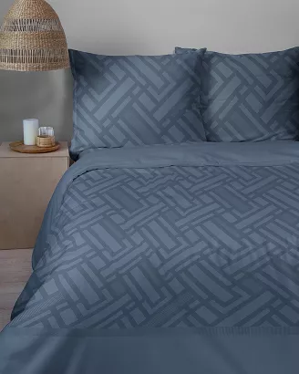 Pościel satynowa Home Satin 220x200 granatowa w geometryczny wzór
