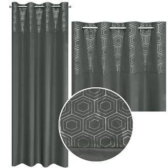 Zasłona gotowa na przelotkach DAFNE 140x250 Eurofirany grafitowa + srebrna