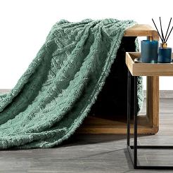 Koc narzuta WARKOCZ 150x200 Design91 miętowy z ozdobnym warkoczem