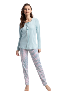 Piżama damska LUNA kod 599 miętowa / spodnie geometryczny druczek