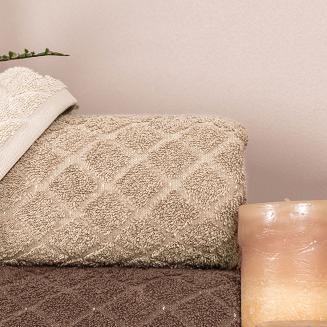 Ręcznik bawełniany OLIWIER 50x90 geometryczny wzór ciemnobeżowy