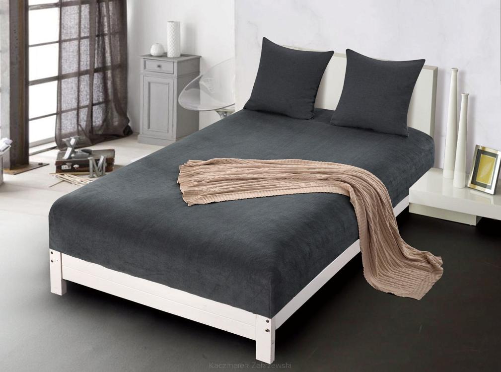 Prześcieradło polarowe z gumką MIŚ 160x200 grafitowe