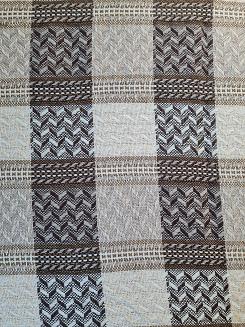 Narzuta dekoracyjna tkana 170x205 brązowa taupe ekri krata