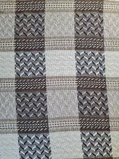 Narzuta dekoracyjna tkana 170x205 brązowa taupe ekri krata