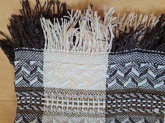 Narzuta dekoracyjna tkana 170x205 brązowa taupe ekri krata