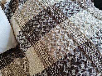 Narzuta dekoracyjna tkana 170x205 brązowa taupe ekri krata