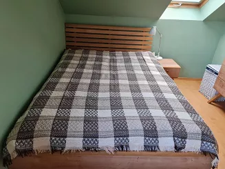Narzuta dekoracyjna tkana 170x205 brązowa taupe ekri krata
