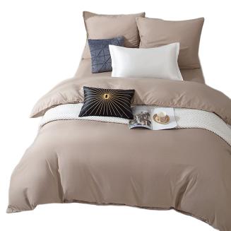 Pościel Queen 220x200 beżowa ze złotą lamówką bizą