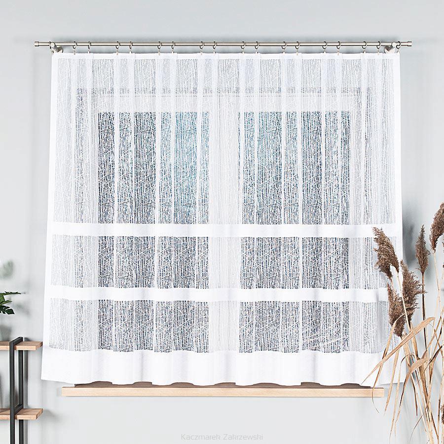 Firanka żakardowa gotowa na żabki WIKTORIA 310x160 biała