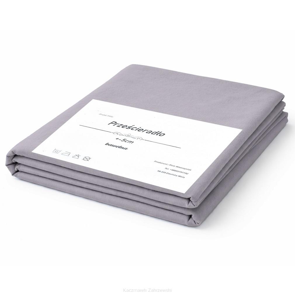 Prześcieradło bawełniane bez gumki 160x200 szary