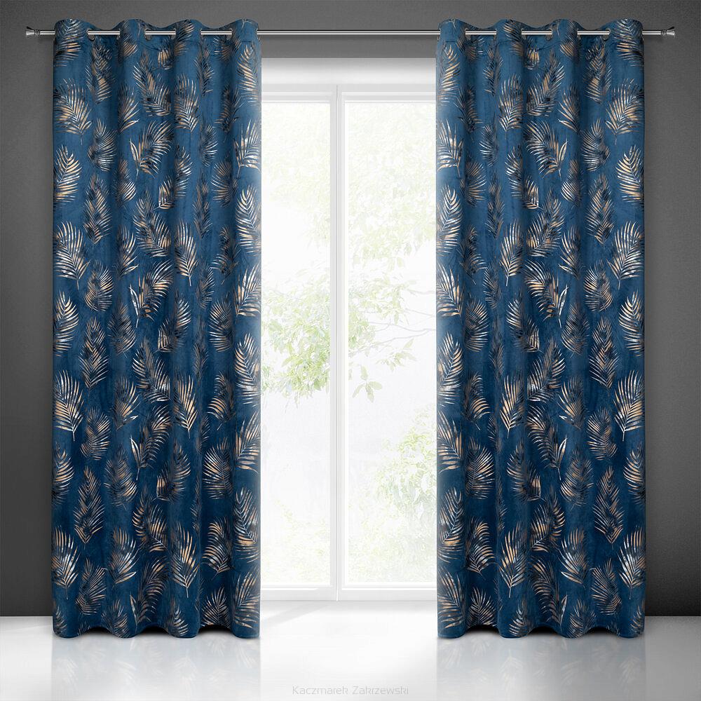 Zasłona gotowa na przelotkach GLORIA 140x250 Eurofirany granatowy