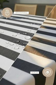 Grafitowy Obrus Ogrodowy Wodoodporny 140x240 STRIPES