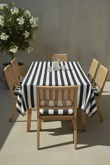 Grafitowy Obrus Ogrodowy Wodoodporny 140x240 STRIPES