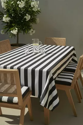 Obrus ogrodowy wodoodporny plamoodporny STRIPES 140x240 grafitowy pasy