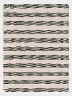 Koc bawełniano-akrylowy 150x200 beżowy czarny w pasy zygzaki