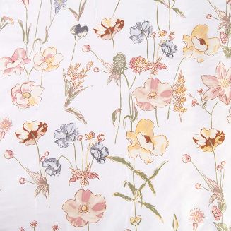 Pościel satyna bawełniana SATYNLOVE 220x200 beżowe kremowe kwiaty na białym tle