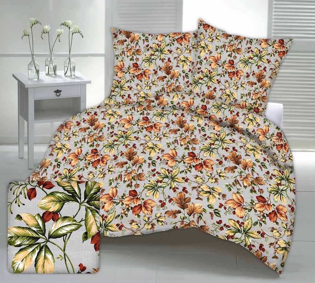 Pościel z kory 200x220 szara jesienne liście