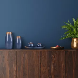 Świecznik dekoracyjny NESSA 10x9 Eurofirany kulisty niebieski ze złotym efektem ombre