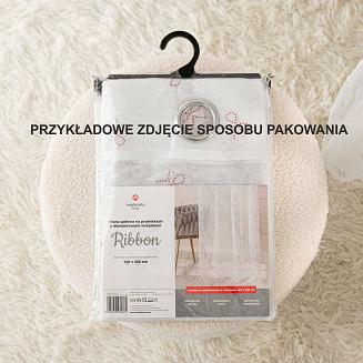 Firana gotowa na taśmie z ołowianką KOKARDKA 140x250 biała na woalu diamentowe srebrne kokardki