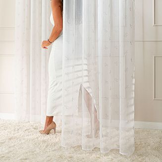 RIBBON Firana gotowa na woalu w diamentowe kokardki na taśmie z ołowianką szer.140 x wys.250cm kolor