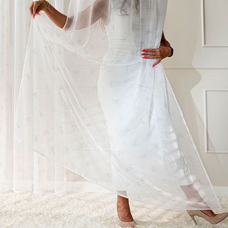 RIBBON Firana gotowa na woalu w diamentowe kokardki na taśmie z ołowianką szer.140 x wys.250cm kolor