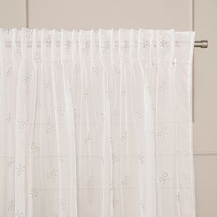 RIBBON Firana gotowa na woalu w diamentowe kokardki na taśmie z ołowianką szer.140 x wys.250cm kolor