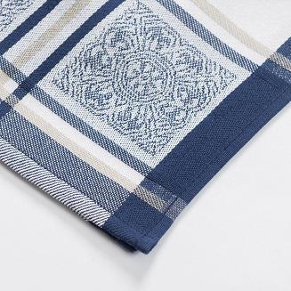 Ścierka kuchenna bawełna egipska MAJOLICA 50x70 kratka orientalny wzór granatowa