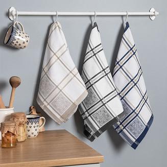 Ścierka kuchenna bawełna egipska MAJOLICA 50x70 kratka orientalny wzór granatowa