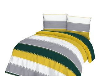 Pościel flanelowa 160x200 Darymex zielona żółta biała szara w pasy