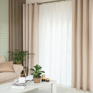 Zasłona gotowa na przelotkach JODEŁKA 140x250 jasnobeżowa