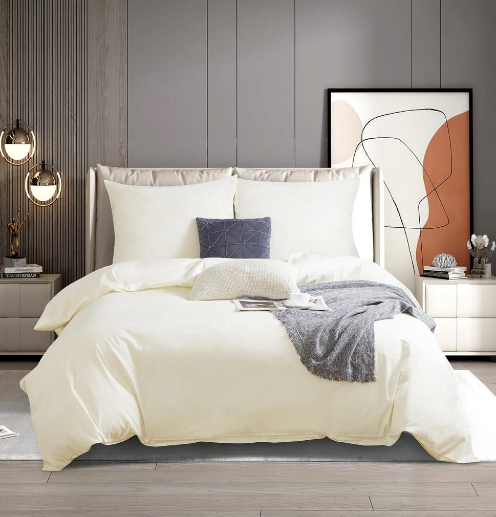 Pościel satyna bawełniana 140x200 SIN jednobarwna ecru