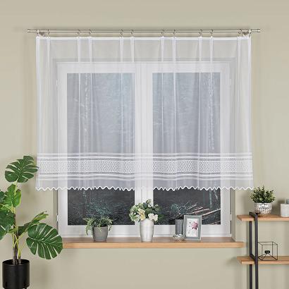 Firanka żakardowa gotowa na żabki BERNARDETA 250x120 biała