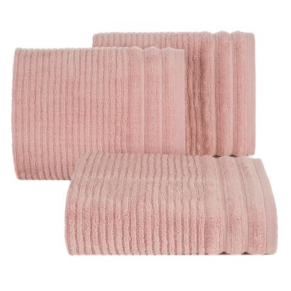 Ręcznik bawełniany SAMMY 50x90 Eurofirany pudrowy wytłaczane pasy