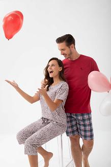 Piżama damska LUNA kod 325 kakaowa różowa panterka