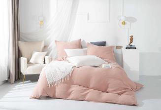 Pościel bawełniana MUŚLINOWA 160x200 pudrowa