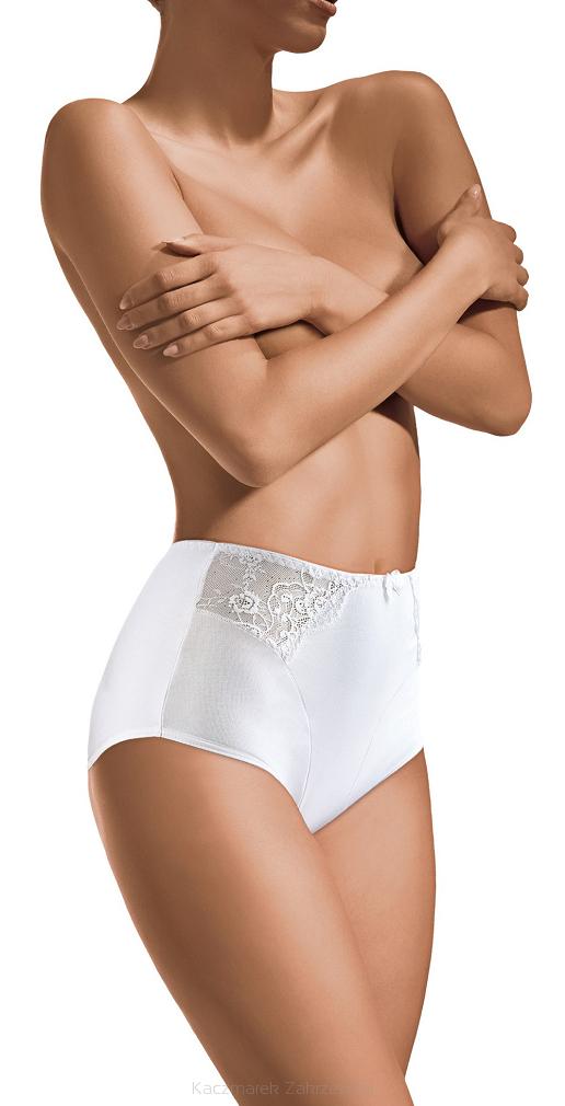 Figi damskie z wysokim stanem i koronką Babell kod 054 białe