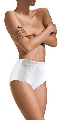 Figi damskie z wysokim stanem i koronką Babell kod 054 białe