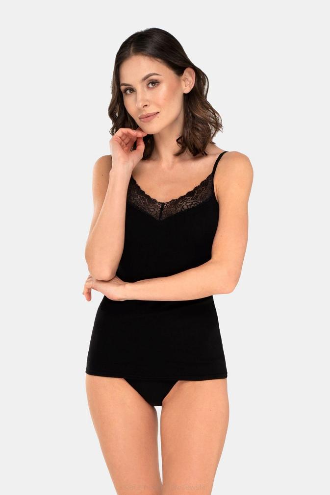 Podkoszulka damska na wąskich ramiączkach EMILIA czarna