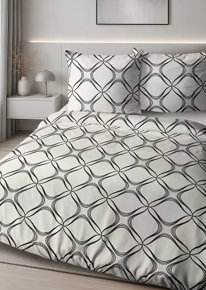Pościel satynowa Home Satin 220x200 kremowa abstrakcyjna geometria