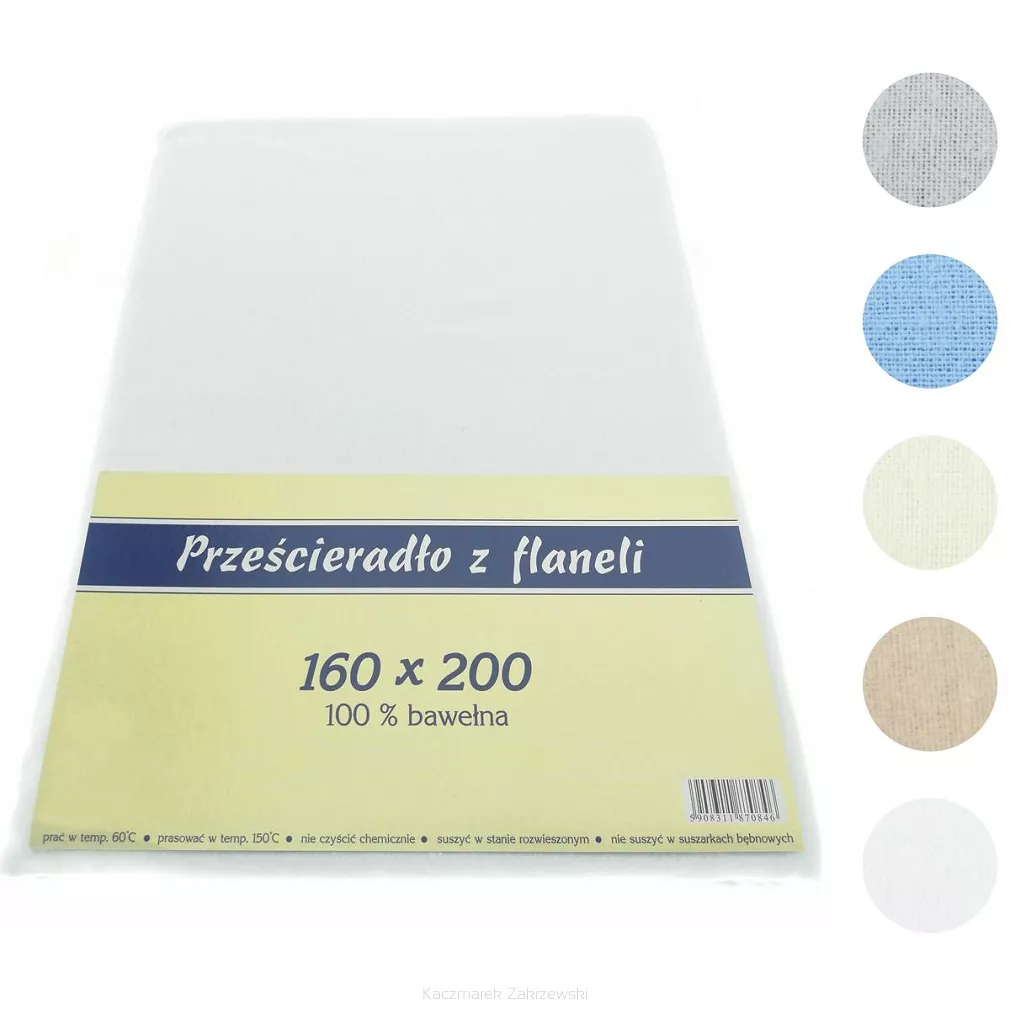Prześcieradło flanelowe 160x200 FAN białe