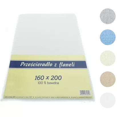 Prześcieradło flanelowe 160x200 FAN białe
