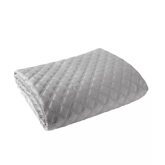 Narzuta dekoracyjna VELVI 70x160 pikowana w geometryczny wzór jasnoszara