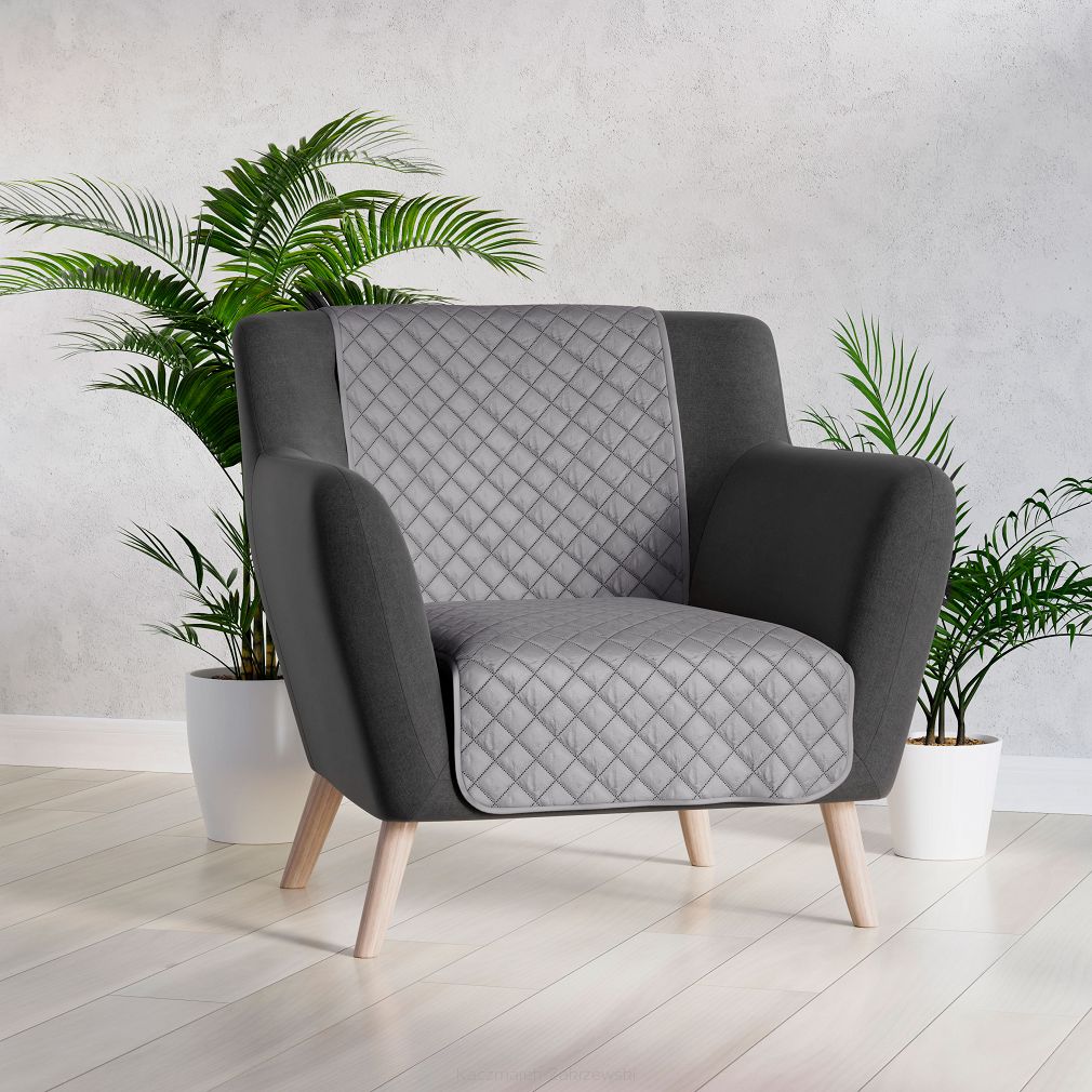 Narzuta dekoracyjna VELVI 70x160 pikowana w geometryczny wzór jasnoszara