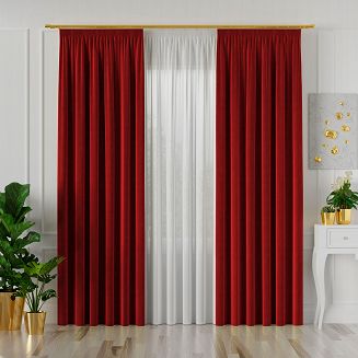 Zasłona gotowa na taśmie VELVI 140x260 czerwona