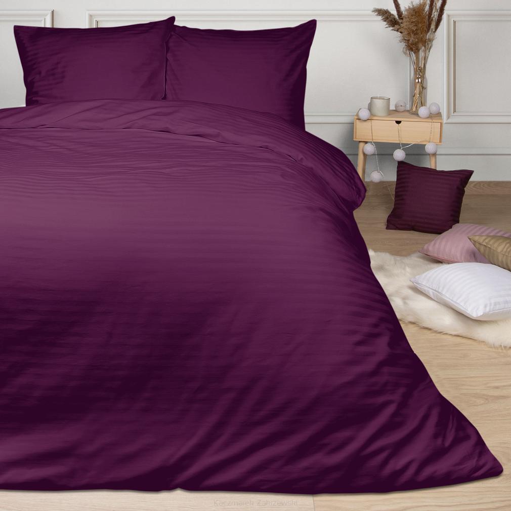 Pościel satyna bawełniana adamaszek 180x200 fioletowa