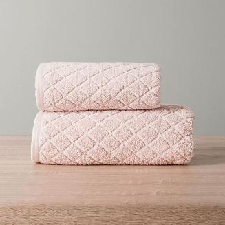 Ręcznik bawełniany OLIWIER 50x90 geometryczny wzór pudrowy róż