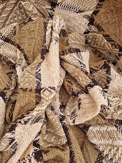 Komplet dekoracyjny narzuta 160x205 + 2x 60x160 ROMBY-KRATKA camel brąz wanilia