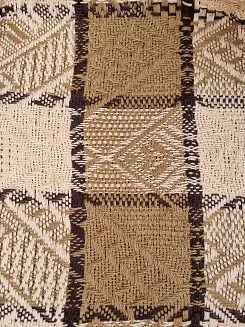Komplet dekoracyjny narzuta 160x205 + 2x 60x160 ROMBY-KRATKA camel brąz wanilia