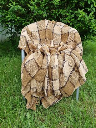 Komplet dekoracyjny narzuta 160x205 + 2x 60x160 ROMBY-KRATKA camel brąz wanilia