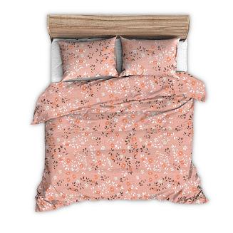 Pościel z kory 160x200 ciemnołososiowa roślinna łączka